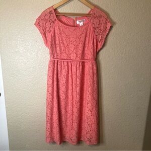 Motherhood Maternity Coral Dress Feminine Romantic Classic Lace Women’s Medium